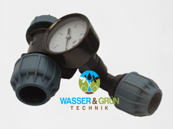 Manometer mit 1/4" AG, 50 mm,  0-6 bar oder 0-10 bar, Drucküberwachung, mit PE-Rohr Verschraubung